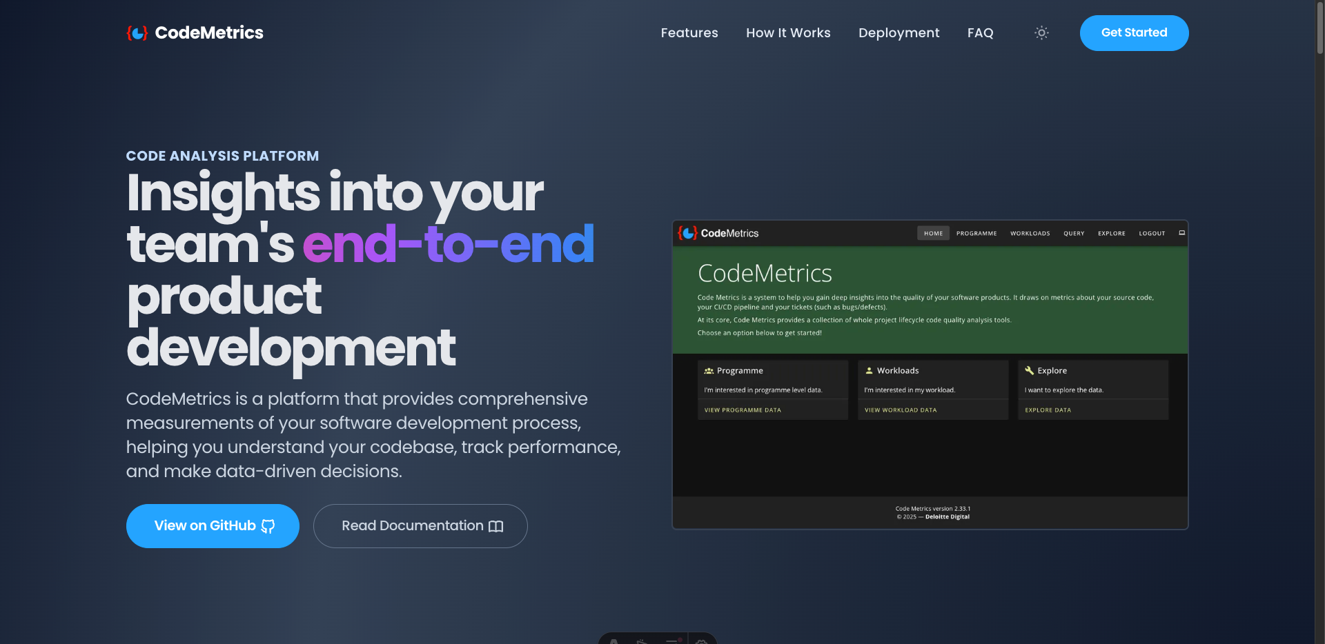 CodeMetrics Promo Site Screenshot