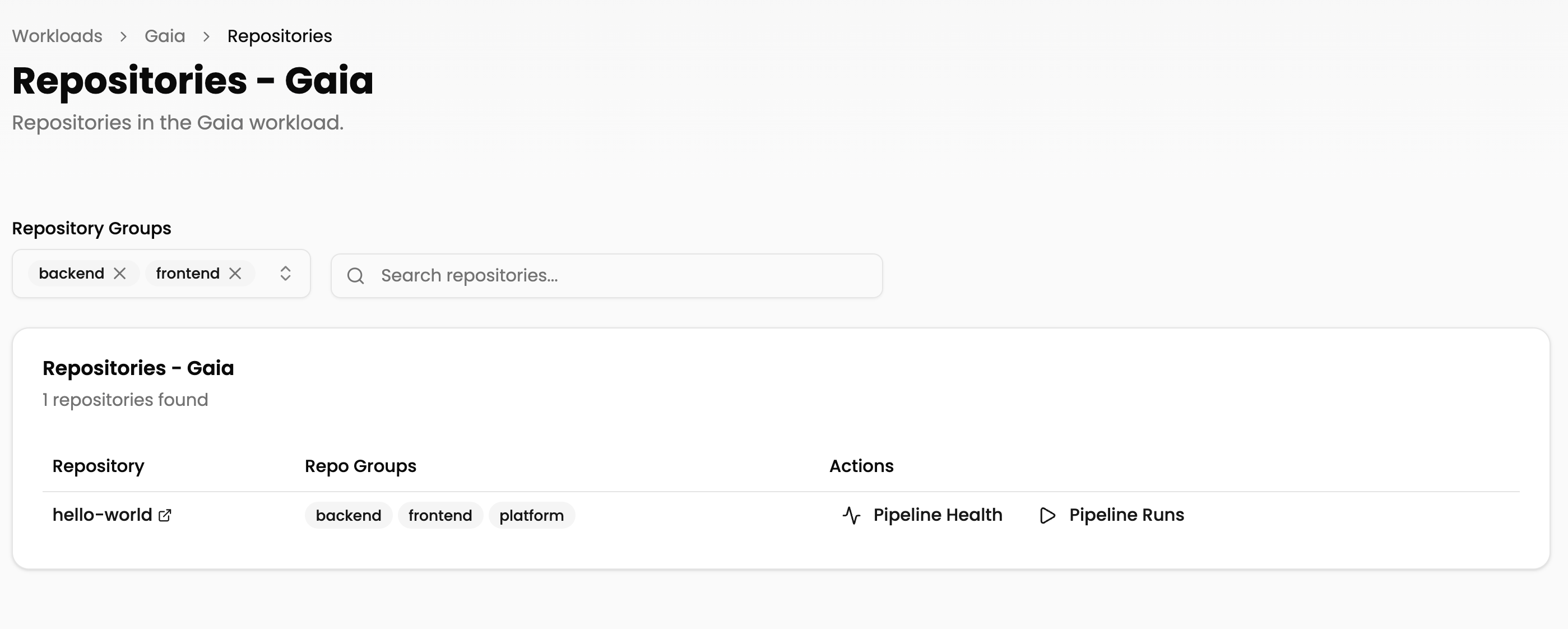 Filtering repositories by repo group